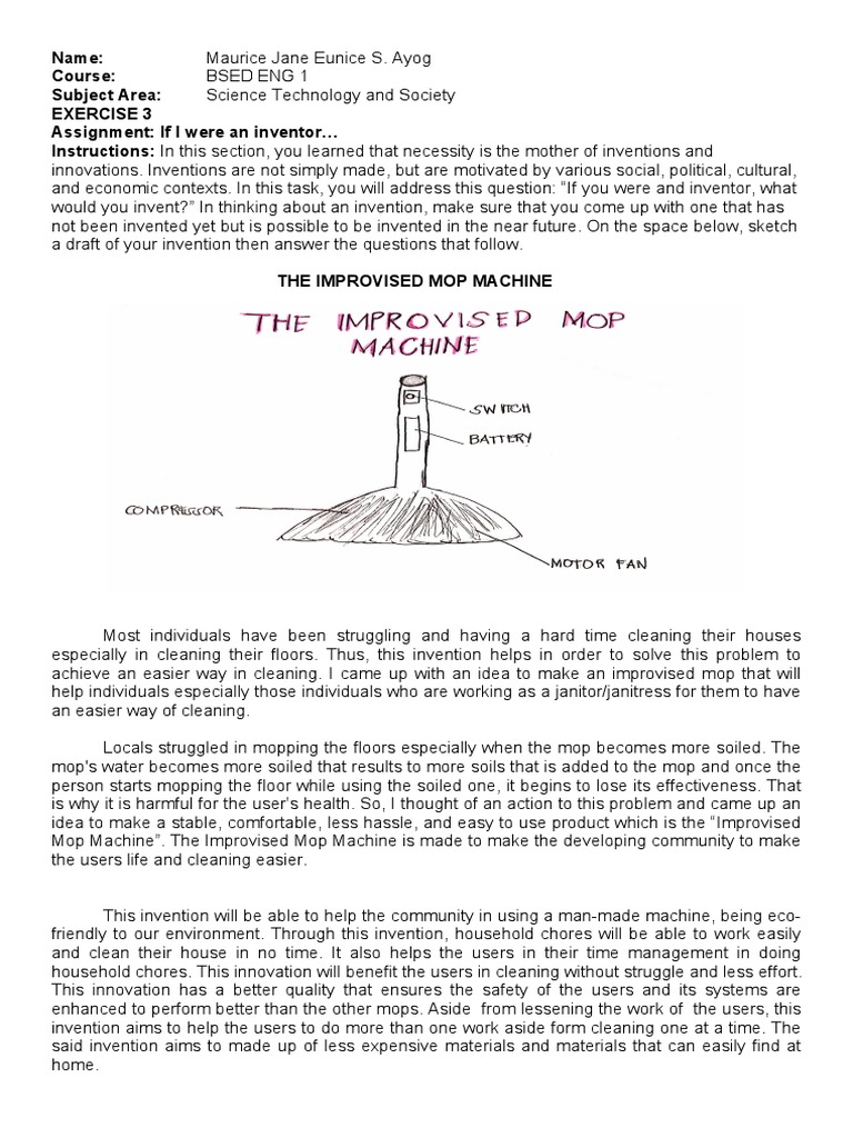 An Improvised Mop Machine An Invented Solution for Easier Floor