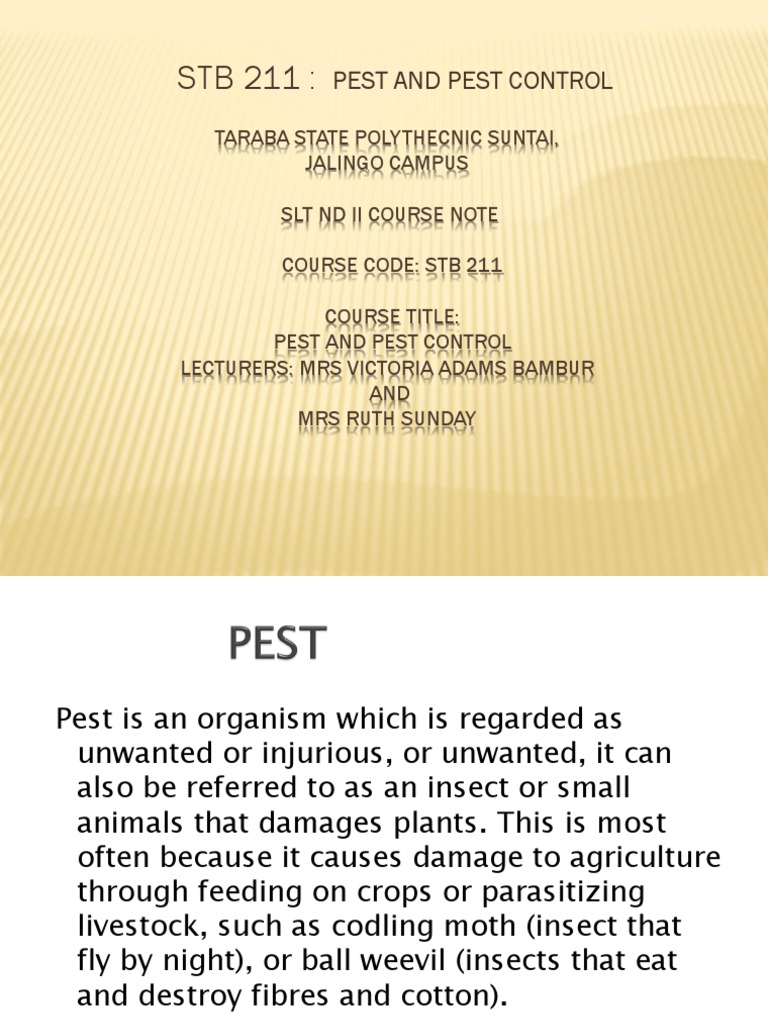 STB 211: Pest Control Course Notes | PDF | Nematode | Fly