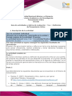 Guía de Actividades y Rúbrica de Evaluación - Unidad 1 - Paso 2 - Definición de Pensamiento Crí - Tico