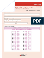 Avaliação trimestral de matemática e artes para EJA