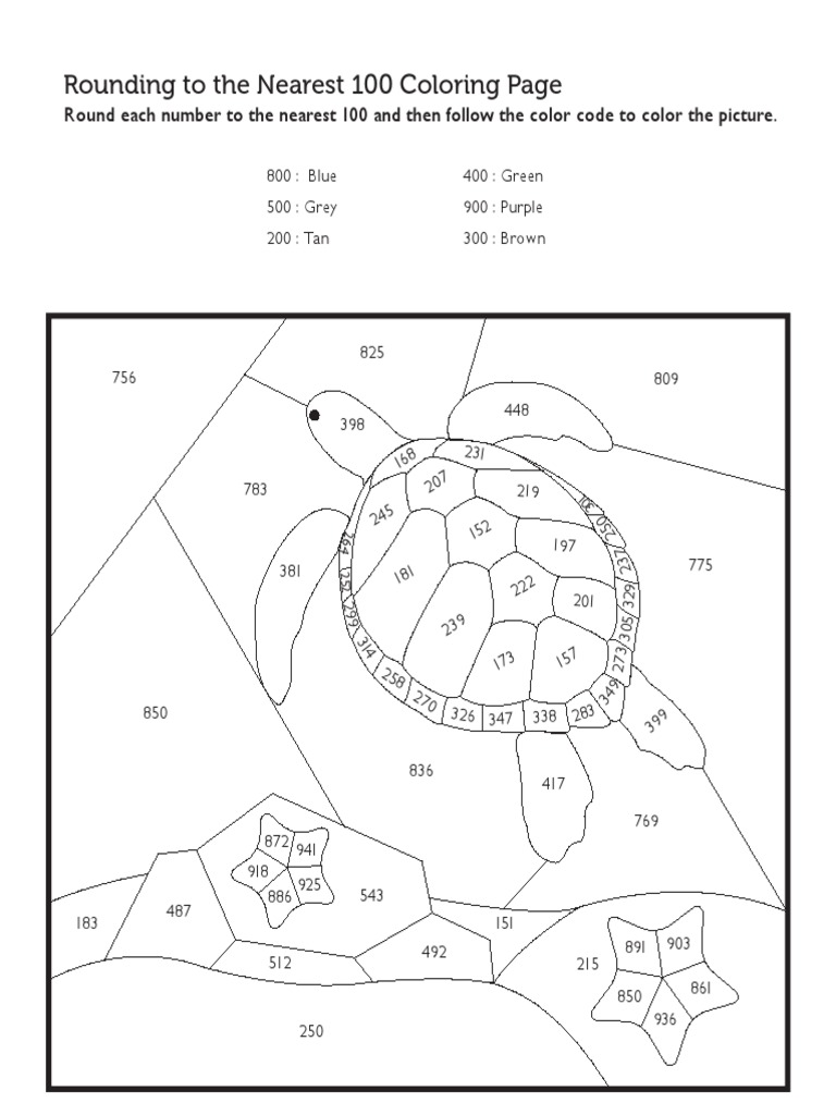 Rounding Color by Number Sea Turtle Copy Cropped | PDF | Cascading ...