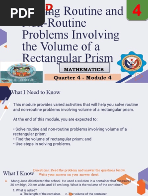 Solving Routine and Non Routine Problems Involving the Volume of a Rectangular Prism