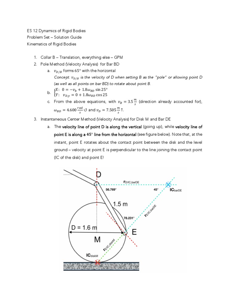 Dynamics of Rigid Bodies PS Solution | PDF | Acceleration | Kinematics