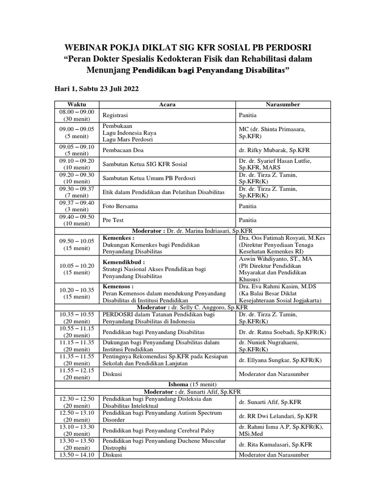 Final. Rundown Webinar Diklat Disabilitas | PDF