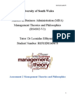 Assessment 2 Management Theories and Philosophies