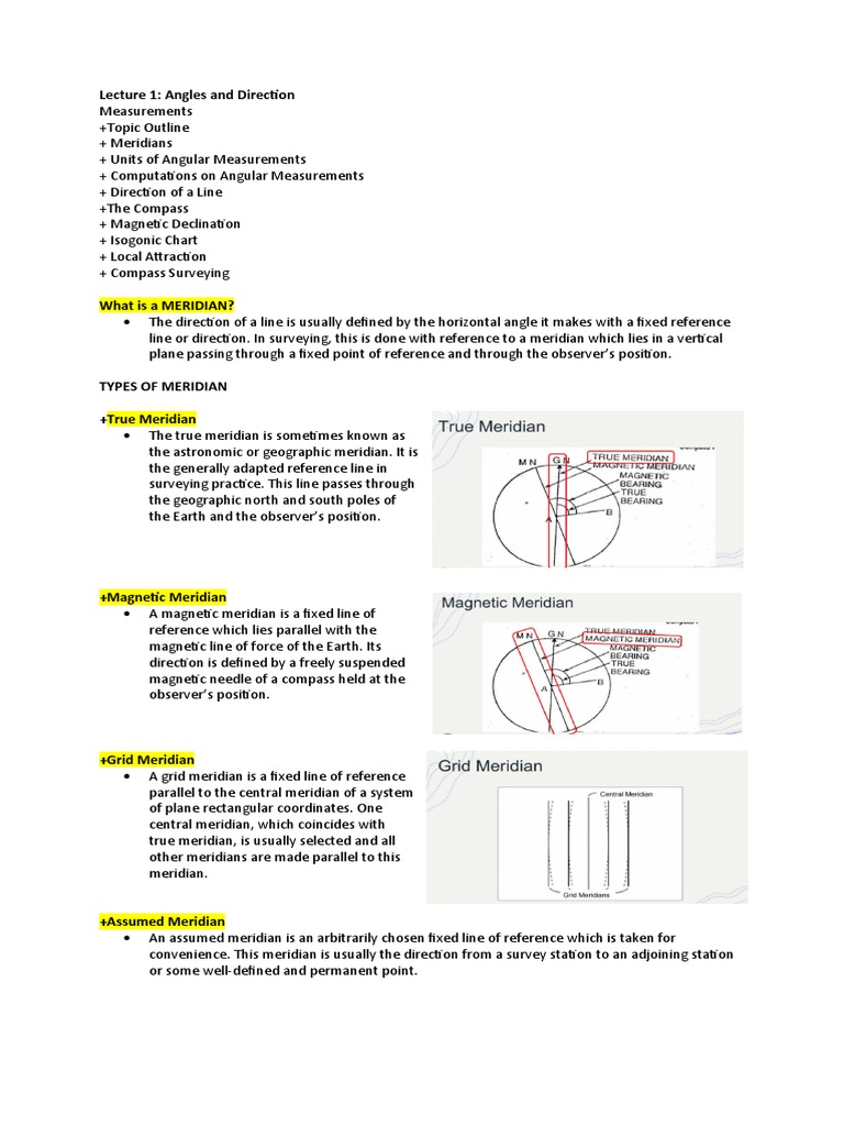 Midterm Reviewer Geo 111 | PDF | Compass | Minute And Second Of Arc