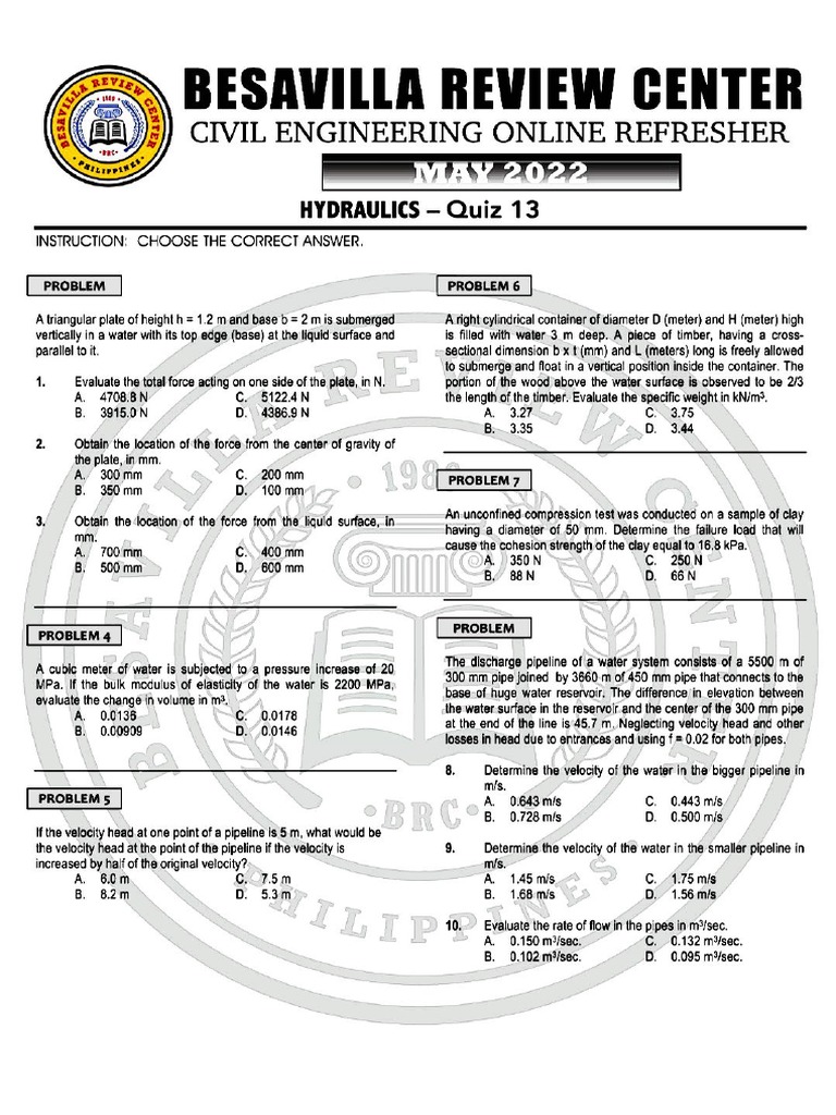 8th Week Refresher QUIZZES | PDF
