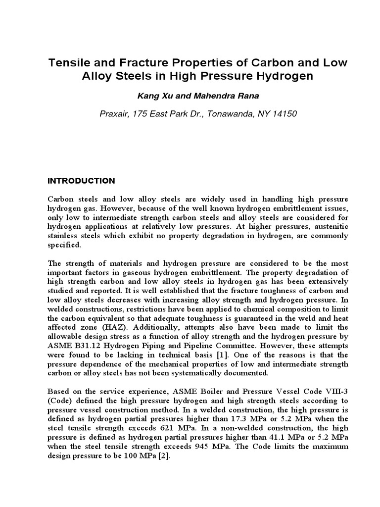 Tensile Strength of SA-372 in Hydrogen | PDF | Fracture | Strength Of ...