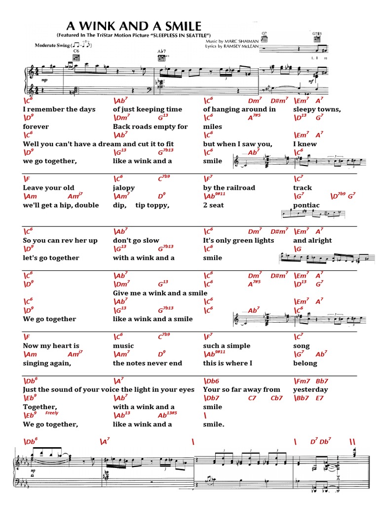 A Wink and A Smile (Leadsheet) | PDF