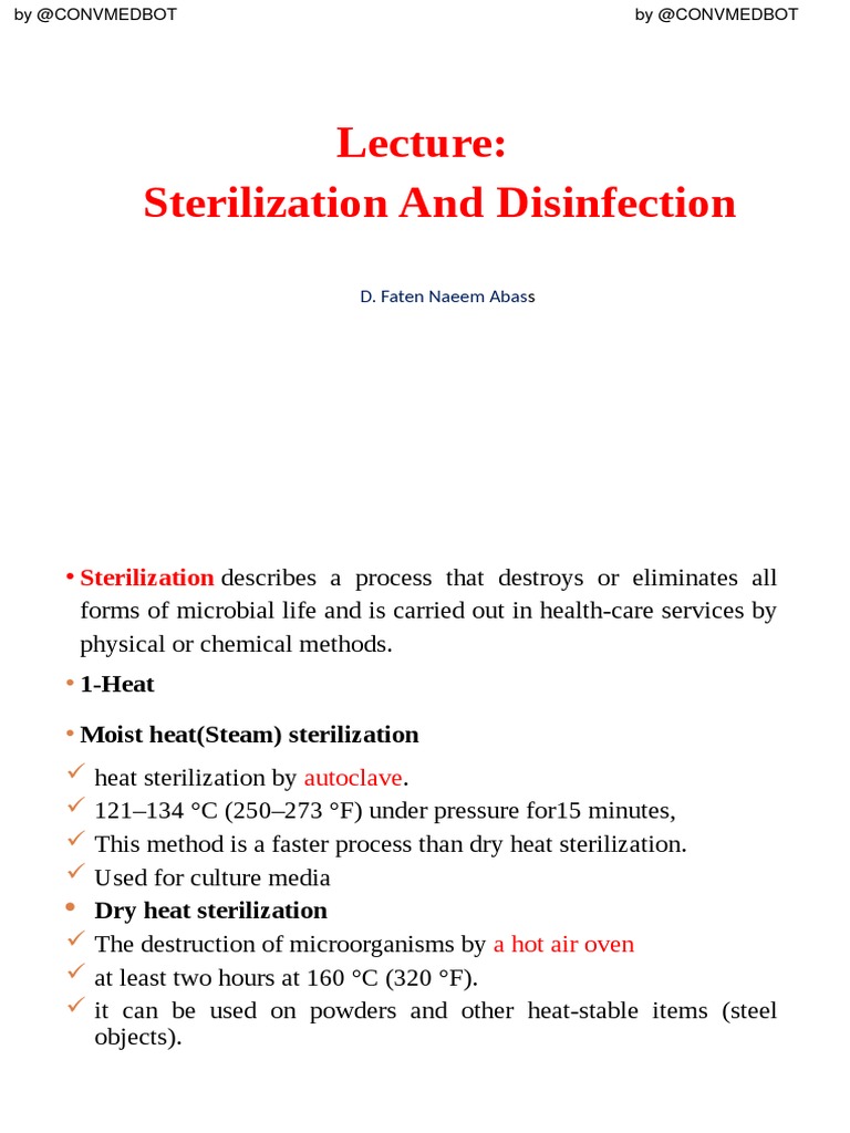 Sterilization and Disinfection PDF Sterilization (Microbiology