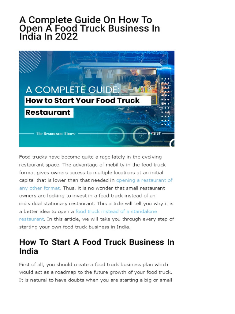 Starting a Food Truck Business in India | PDF | Point Of Sale | Food Truck