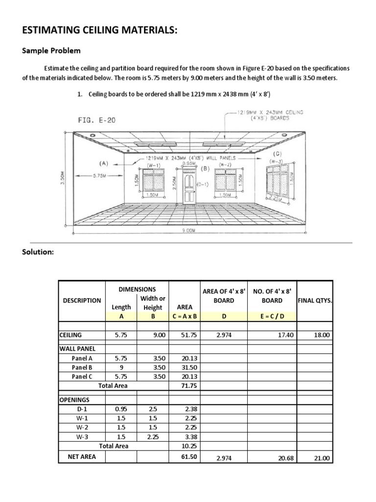 Estimating Ceiling Materials PDF
