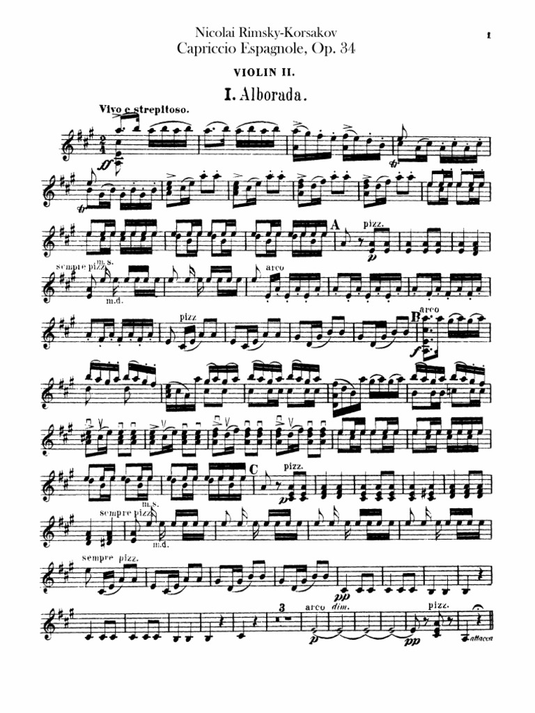 12 Rimsky Korsakov Capricho Español Op. 35 Violin 2 PDF