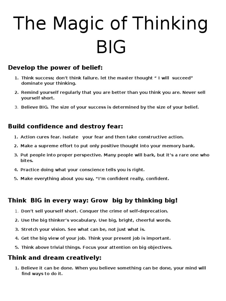 Summary of The Magic of Thinking Big | PDF | Thought | Mind