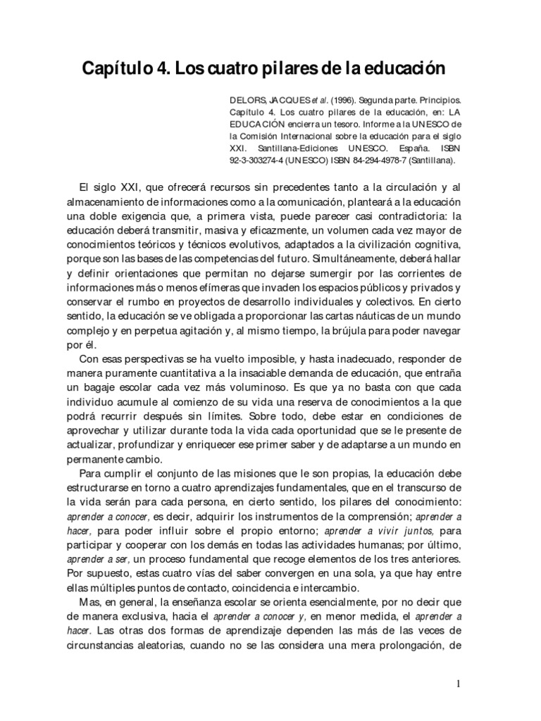 Los 4 Pilares de La Educacion | PDF