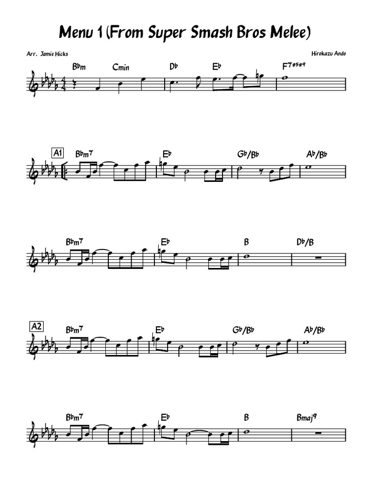 Melee Menu Theme Sheet Music | PDF