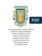 Guia para El Segundo Examen Parcial Gestion Del Talento Humano