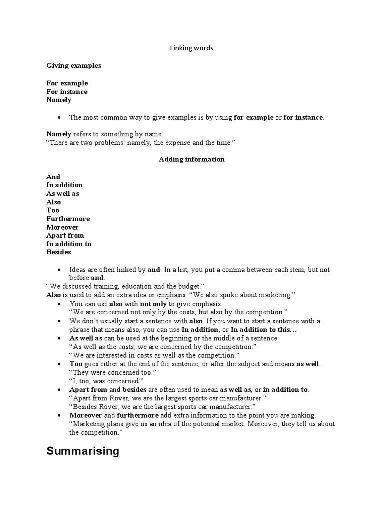 Linking words and phrases | PDF | Sentence (Linguistics) | Economies