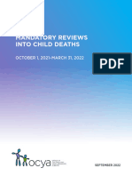 Mandatory Reviews Into Child Deaths: October 2021 - March 2022