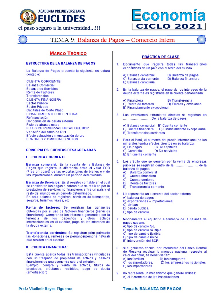 Estructura de la Balanza de Pagos | PDF | Tipo de cambio | Balance de pagos