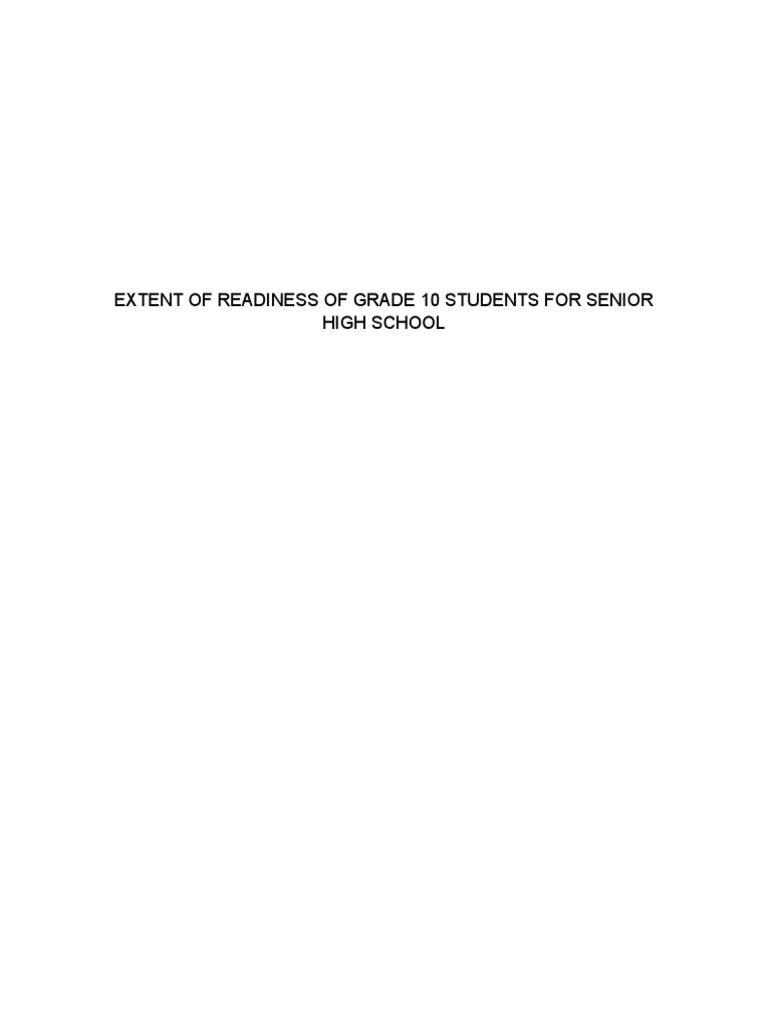 Grade 10 Readiness for Senior High School | PDF | Educational Stages ...