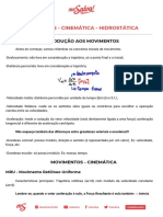 Movimentos, Cinemática e Introdução à Hidrostática