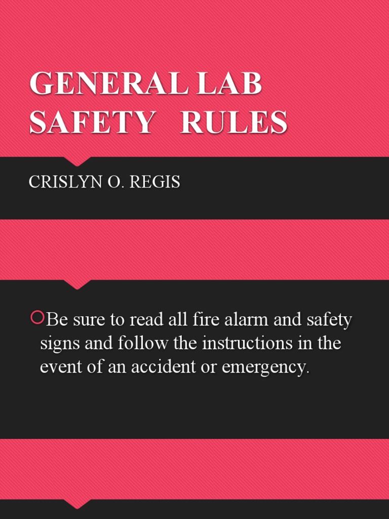 General Lab Safety Rules PDF Laboratories
