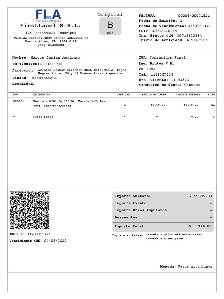 Datos de First Label S.R.L. y CUIT | PDF | Argentina