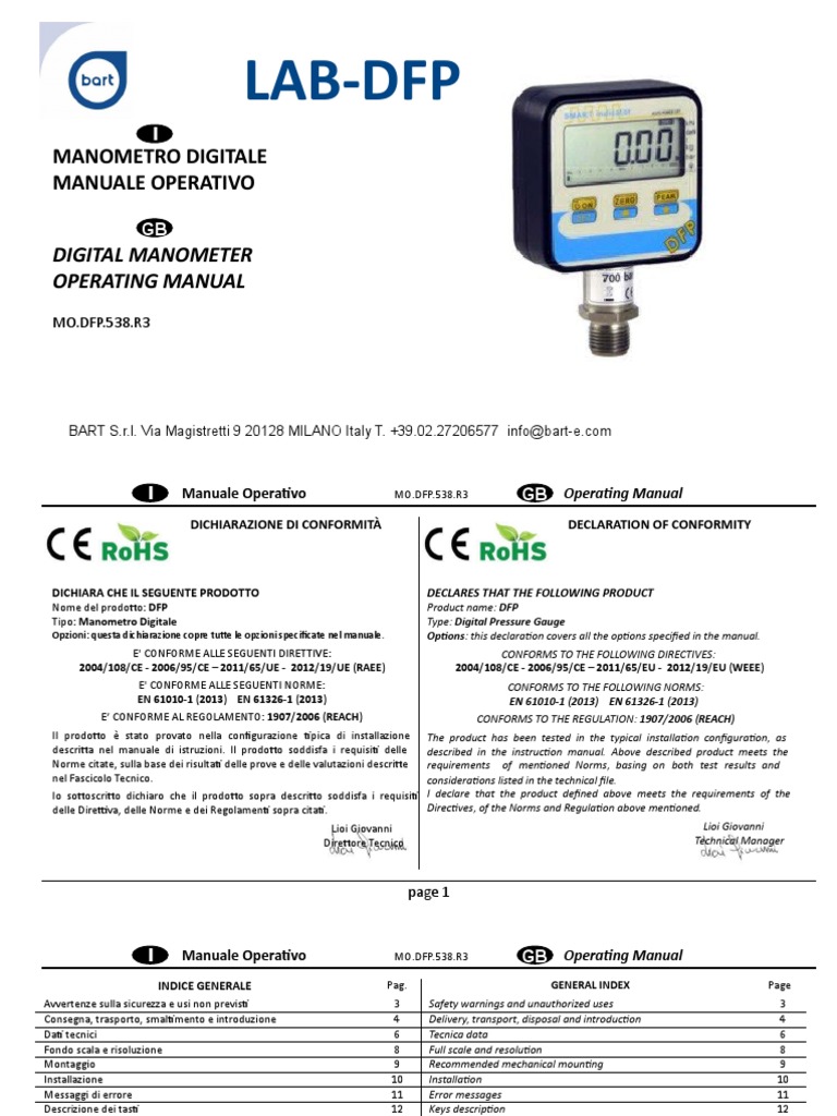 Manometro Digital Aep DFP | PDF