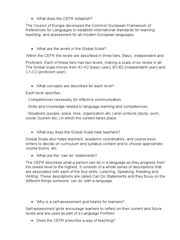 What Does The CEFR Establish | PDF | Communication | Teaching