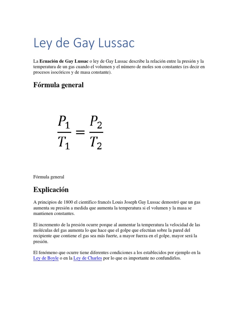 Ley de Gay Lussac | PDF | Gases | Celsius