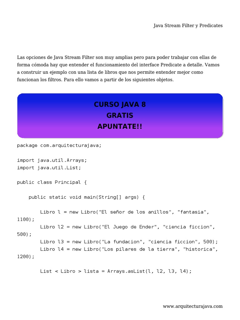 Java Stream Filter y Predicates PDF Java (lenguaje de programación