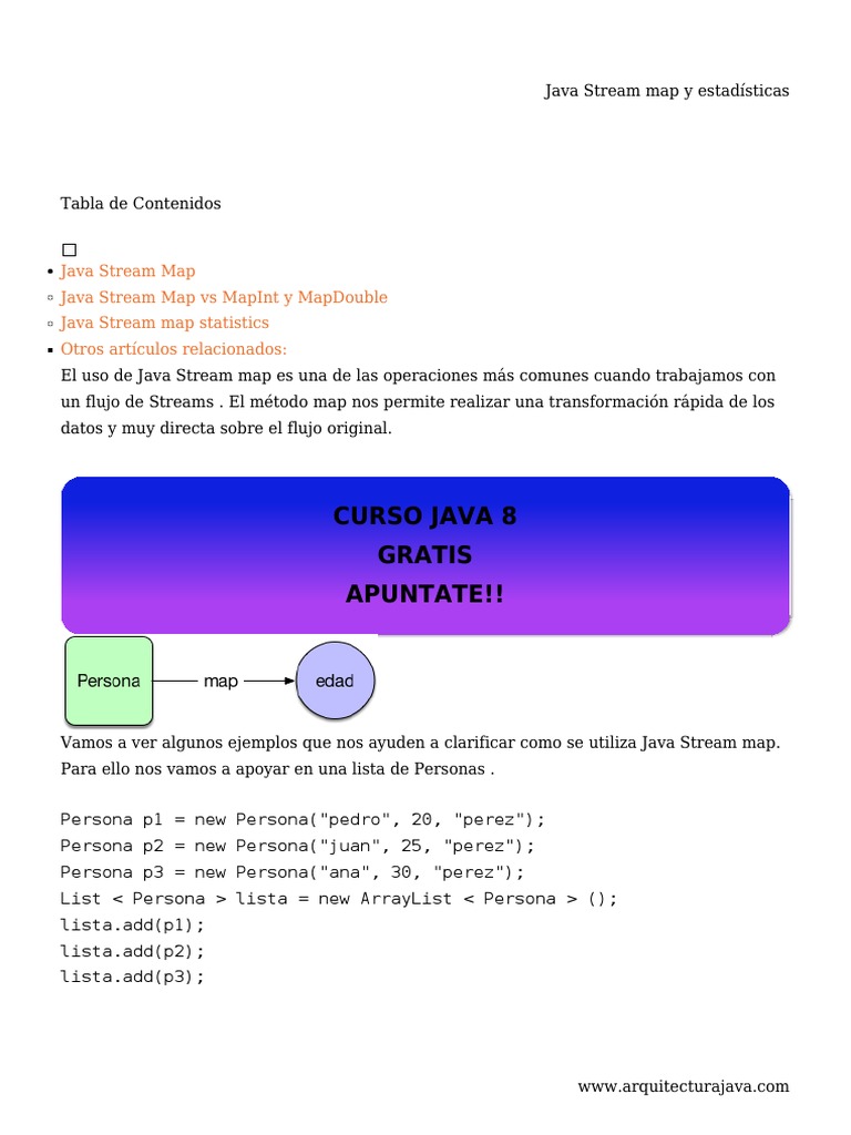 Java stream map y estad sticas pdf java lenguaje de programaci n