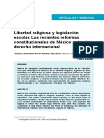Libertad Religiosa y Legislación Escolar. Las Recientes Reformas Constitucionales de México Ante El Derecho Internacional