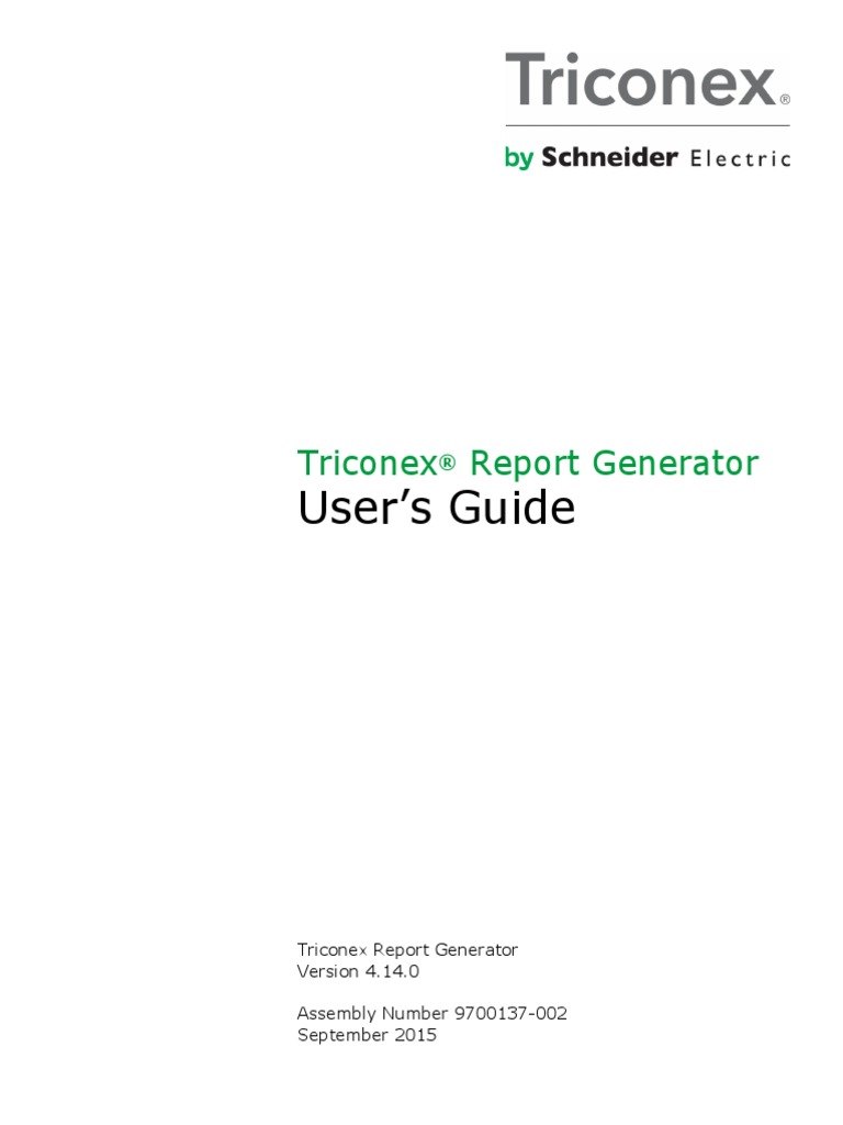 9720137-002 Triconex Report Generator User's Guide 4.14.0 | PDF ...