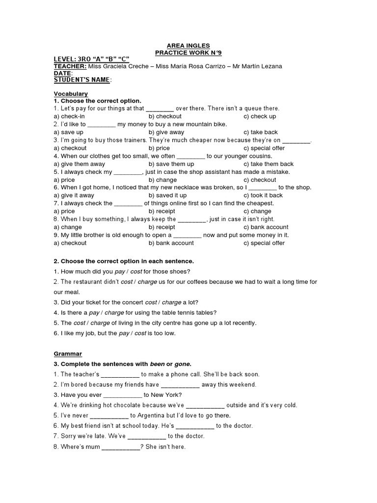 Written Test Unit 9 Pdf