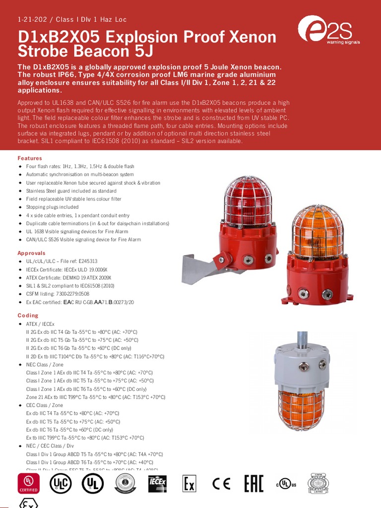 D1xB2x05 Xenon Strobe 5 J E2S PDF Electricity Building Engineering