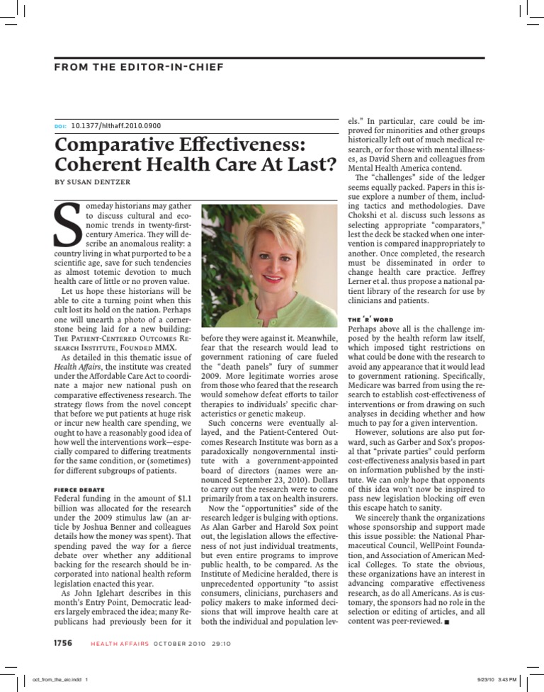 Comparative Effectiveness Research Insights | PDF | Health Economics ...