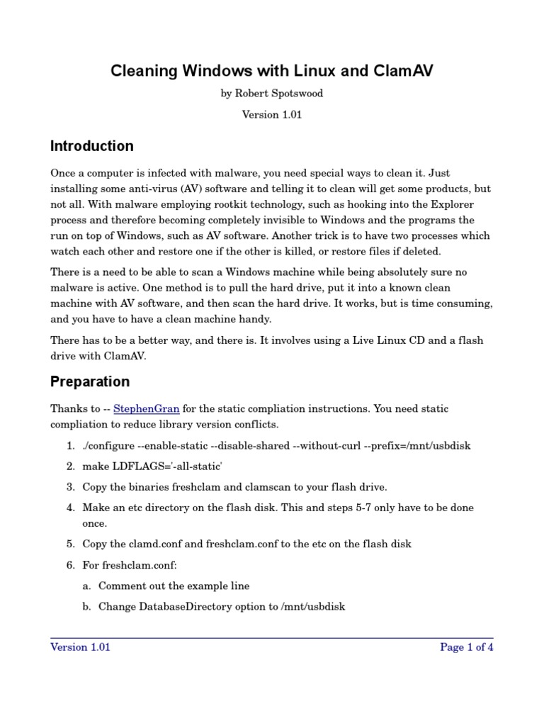 Cleaning Windows With Linux And Clamav Stephengran Download Free Pdf