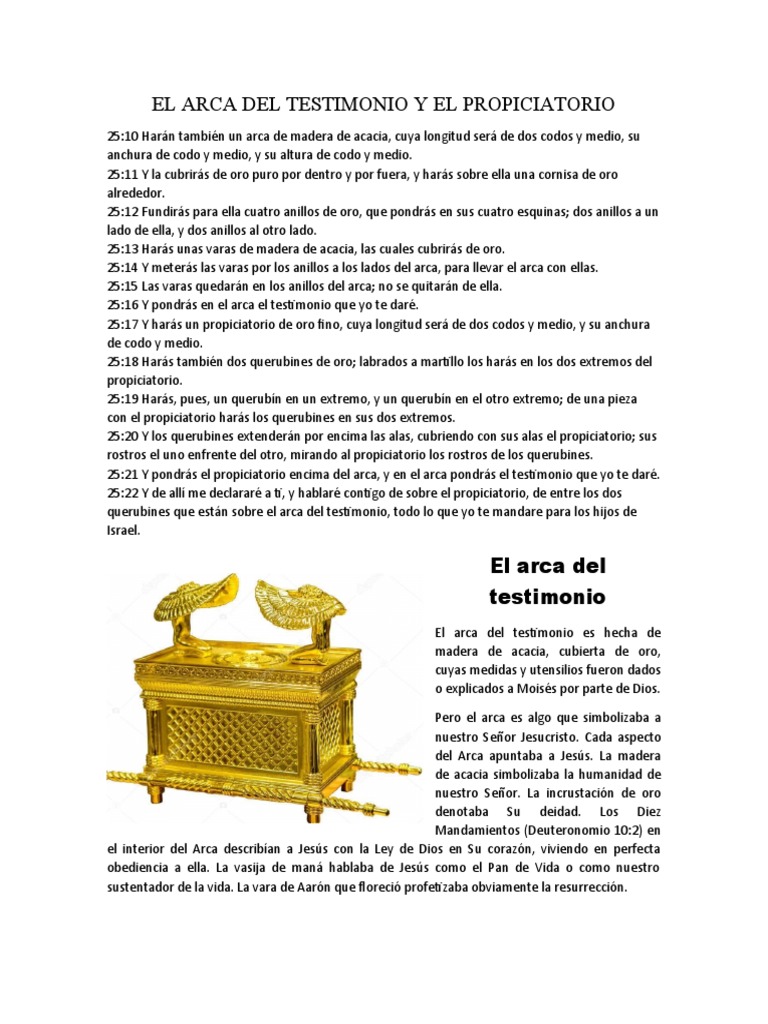 El Arca Del Testimonio y El Propiciatorio | Descargar gratis PDF | Arca ...