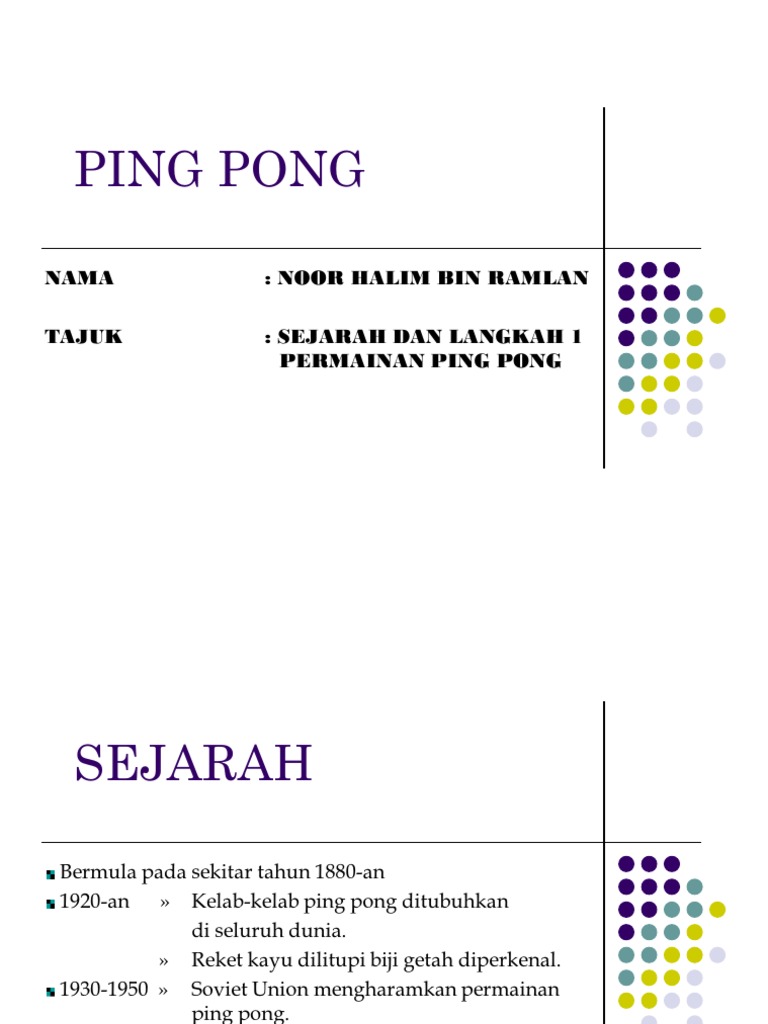Sejarah Dan Langkah Permainan Ping Pong Pdf