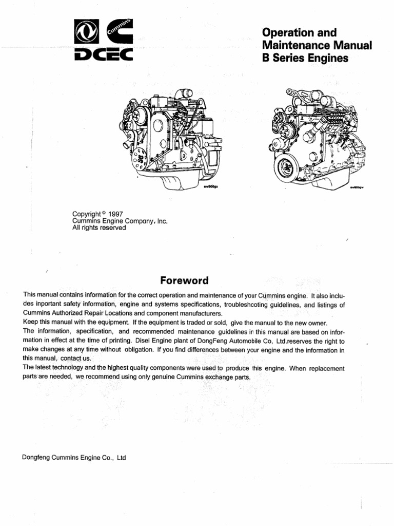 1 manual operacion y mantenimiento cummins engine pdf