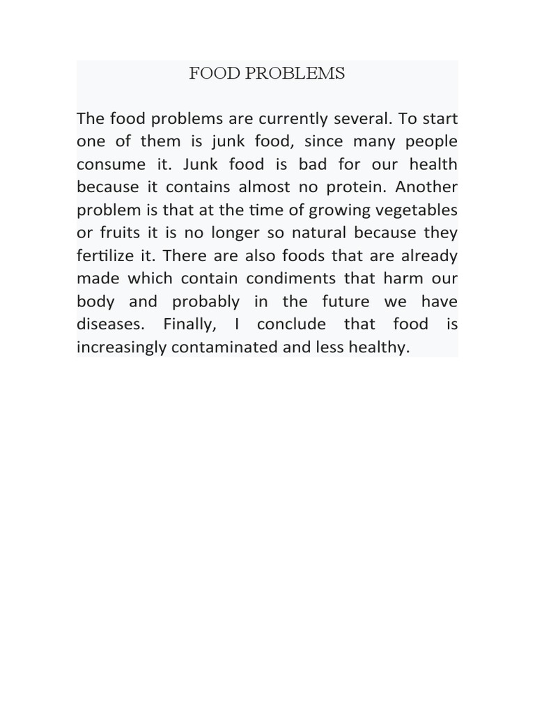 Food Problems | PDF