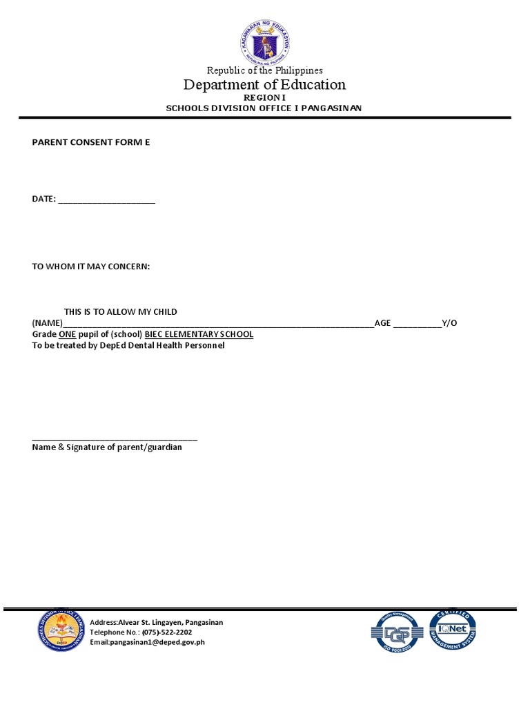 Parent Consent and Screening Forms | PDF | Fever | Public Health