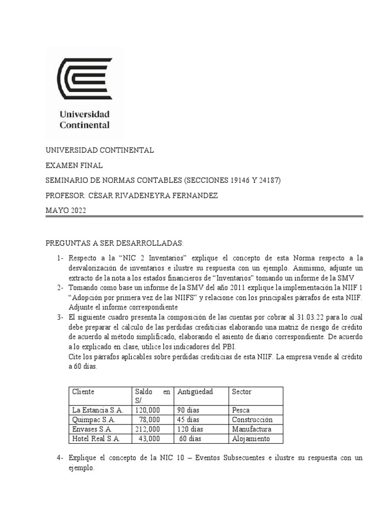 Examen Final Jennifer Cordova PDF Depreciación Estado financiero