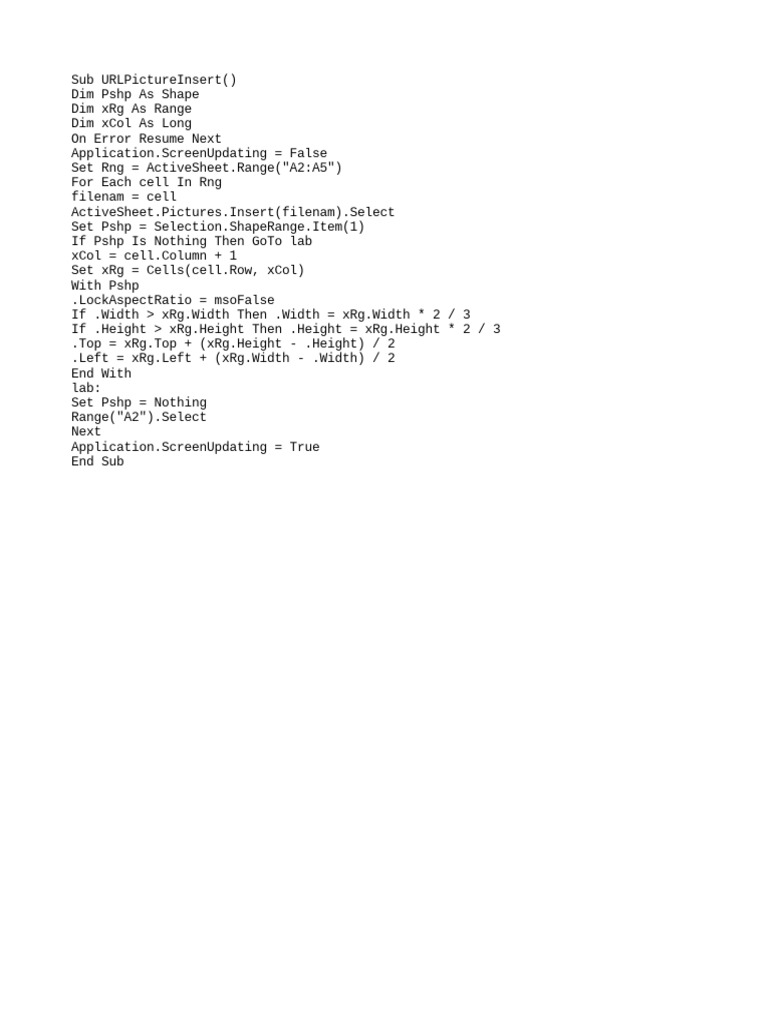 Direct Insert Image From URL Into Excel | PDF
