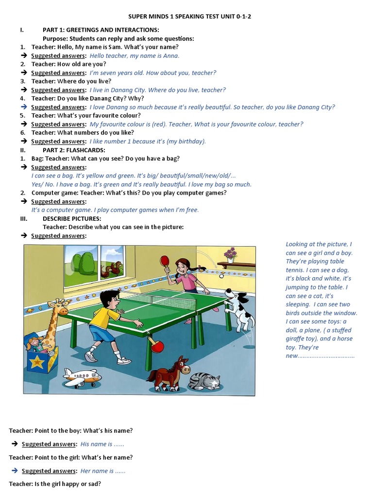 Super Minds 1 Speaking Test Guide | PDF
