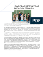 Importacia de Las Matematicas en Educacion Primaria