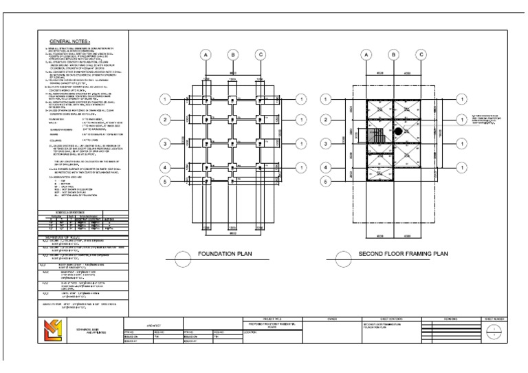 A B C A B C: Second Floor Framing Plan Foundation Plan | PDF | Concrete ...