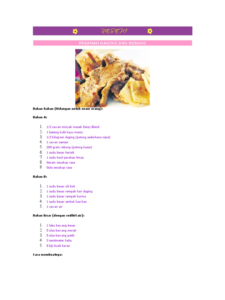 Pesamah Daging Dan Rebung Pdf